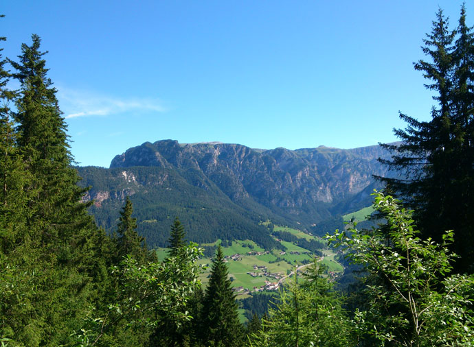 La vista su Tires dalla strada forestale